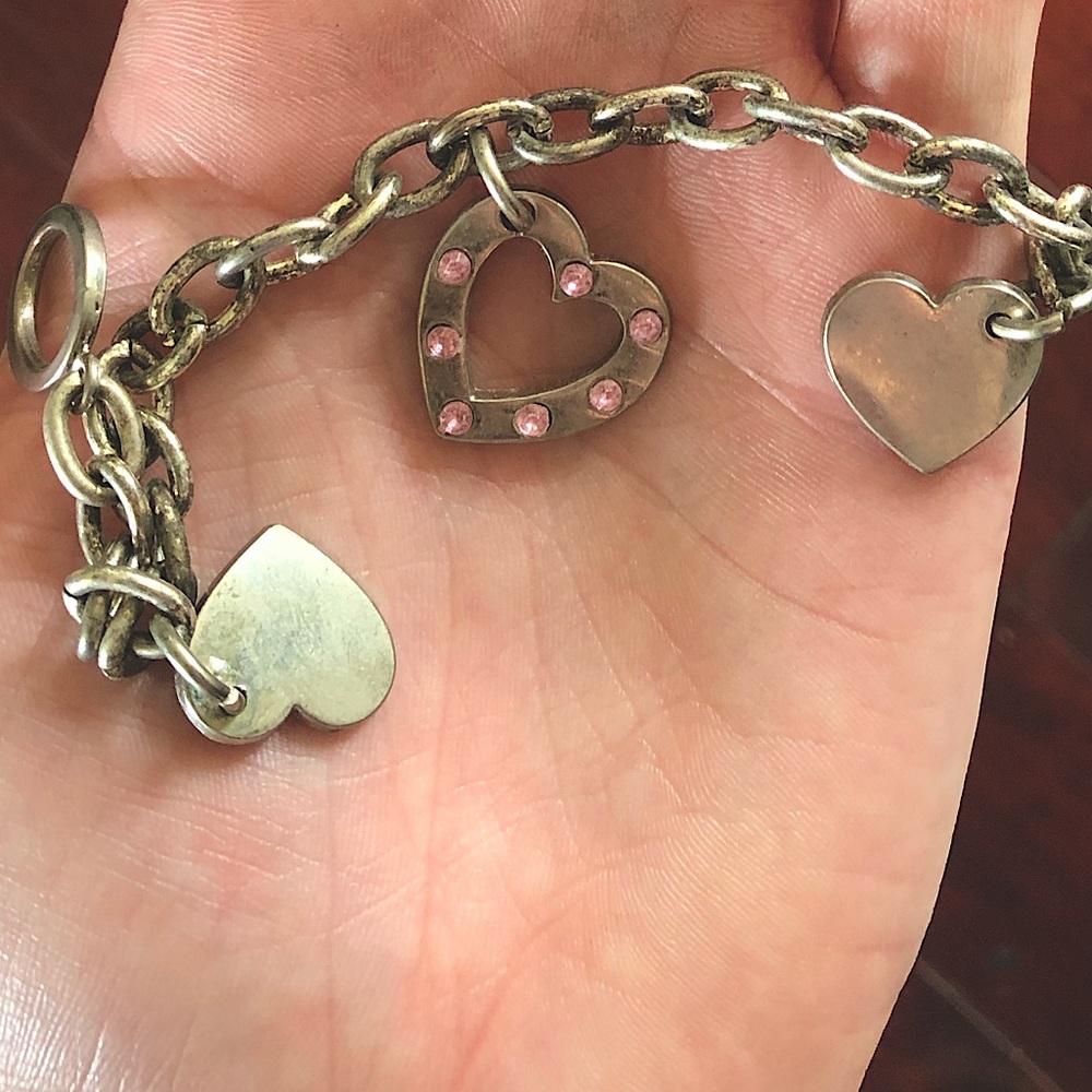 Pink Rhinestone Heart Charm Bracelet - Picture 4 of 4